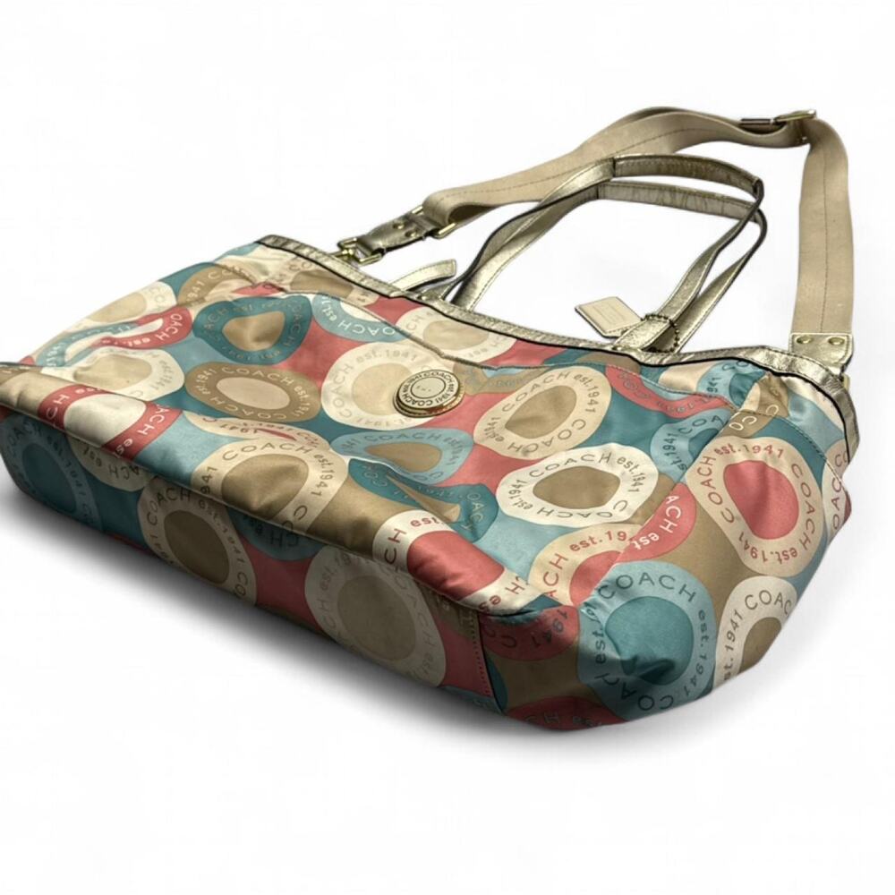 Coach Vintage Large Poppy Tote Purse - Bag Very Colorful Storage compartments - Picture 3 of 8